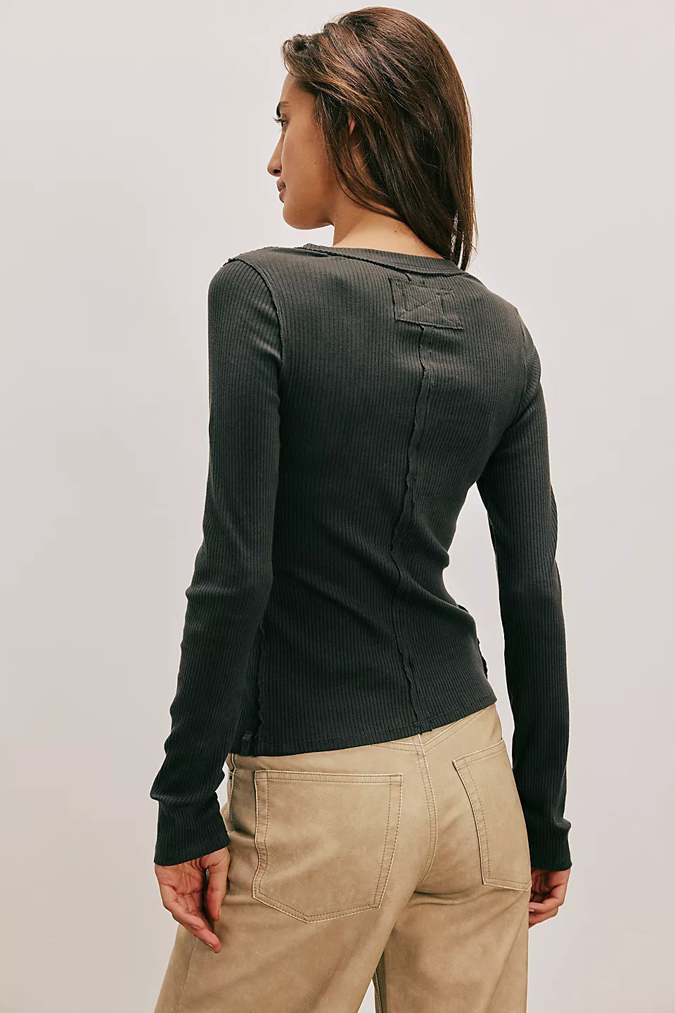 Round Neck Ribbed Cardigan