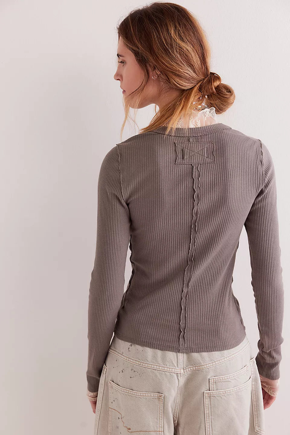 Round Neck Ribbed Cardigan