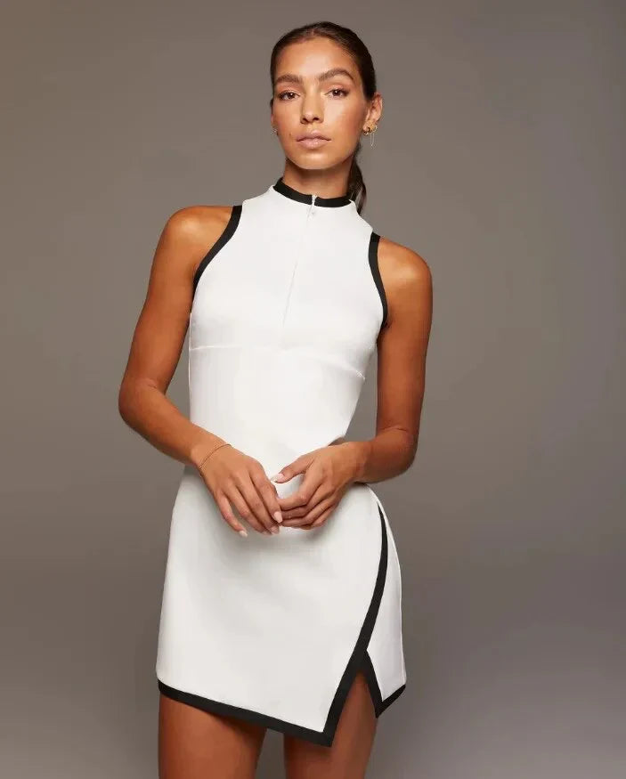 Tennis Mini Dress With Front Zipper