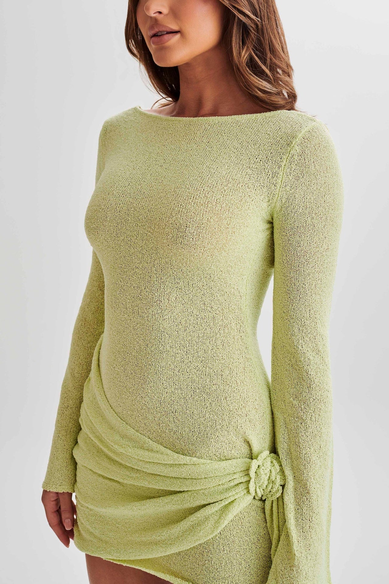 Long Sleeve Ruched Mini Dress