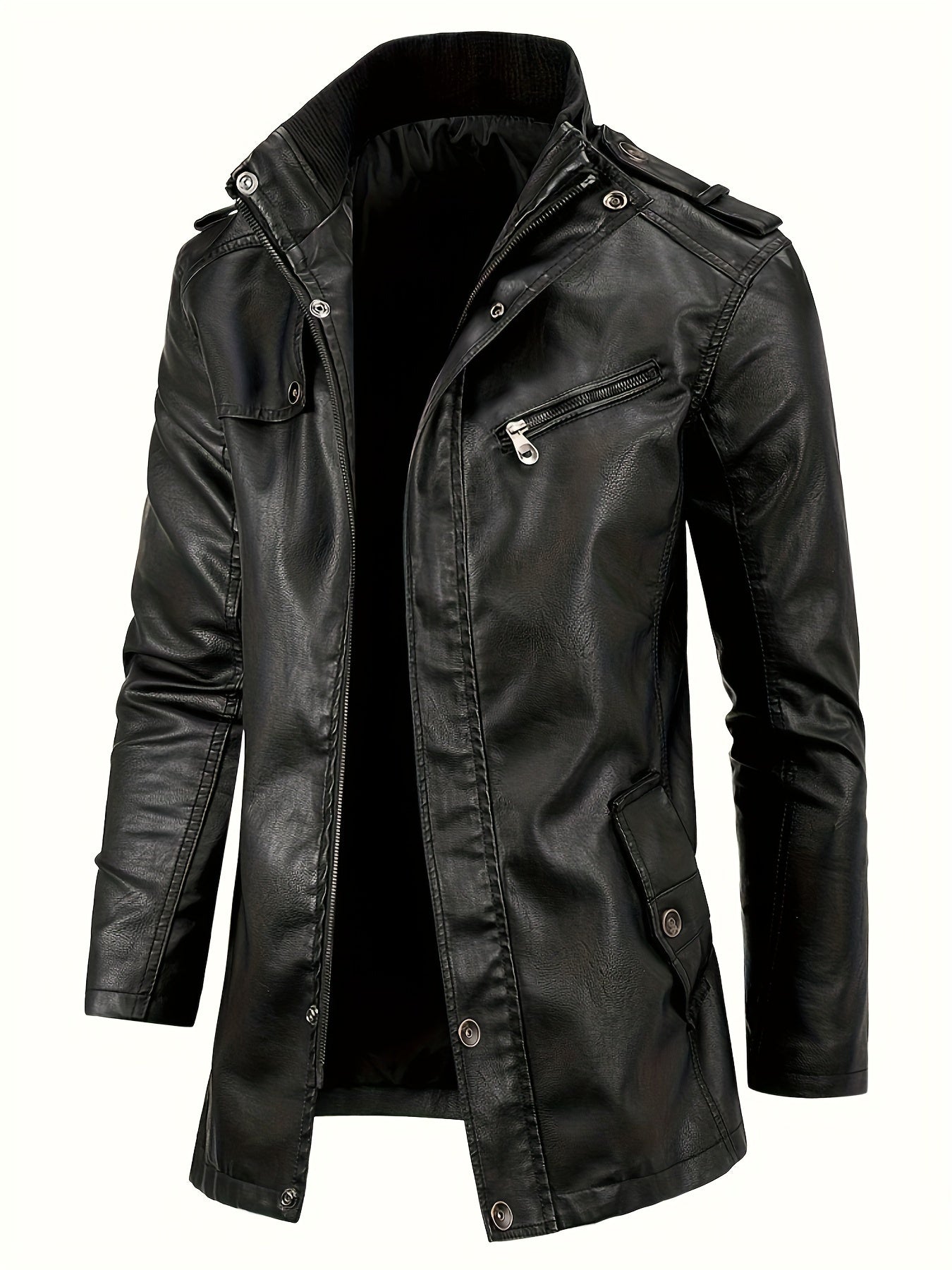 Long leather jacket for men