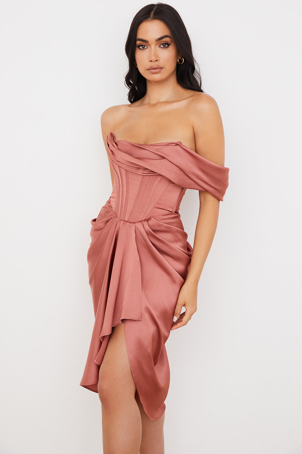 Satin corset midi dress