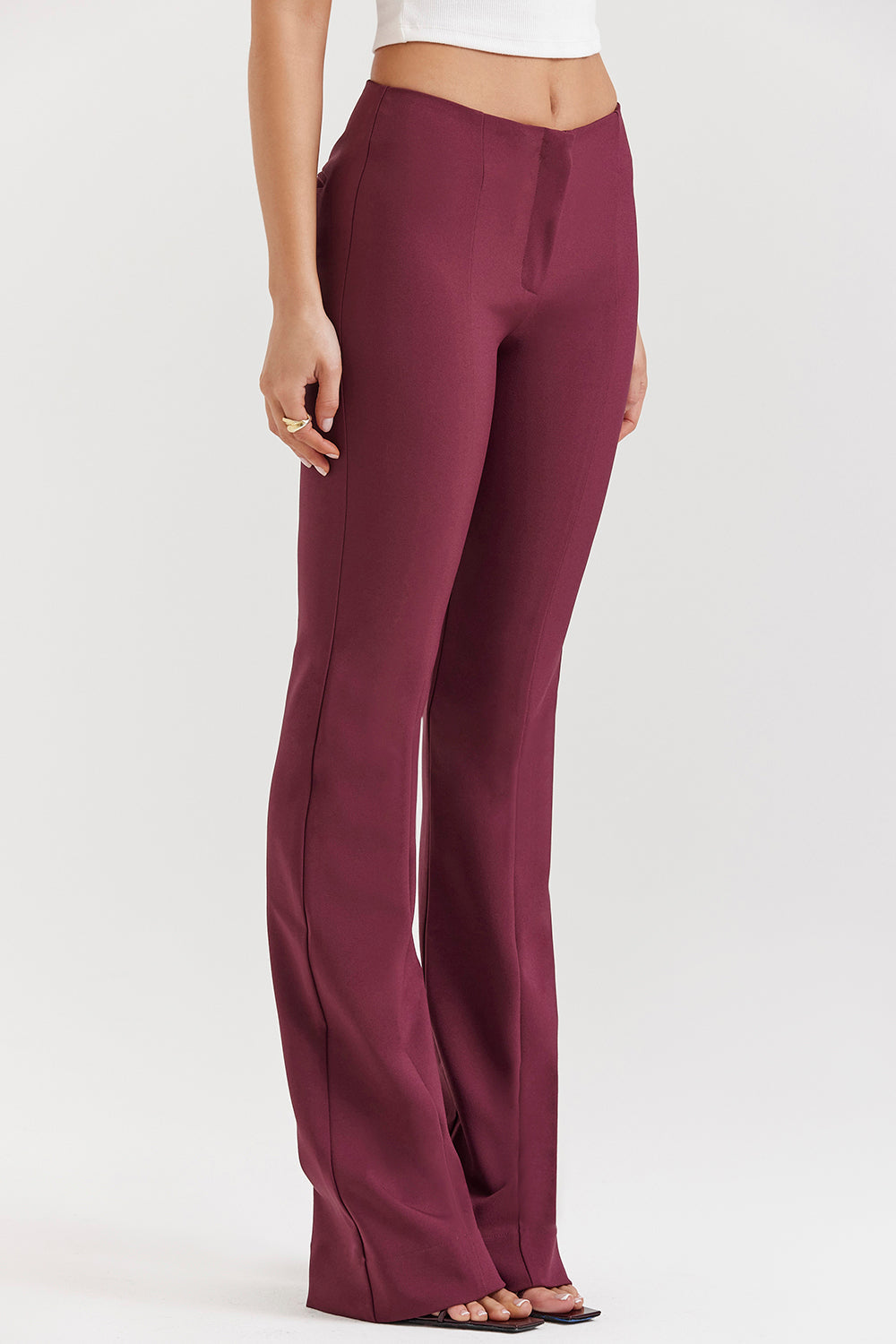 Wine vegan leather top with pants