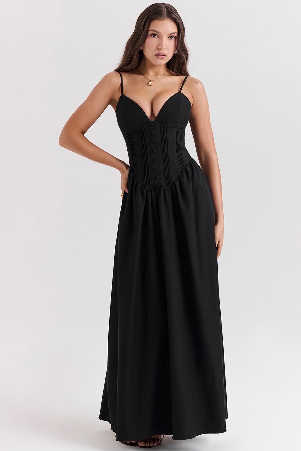 Black corset maxi dress