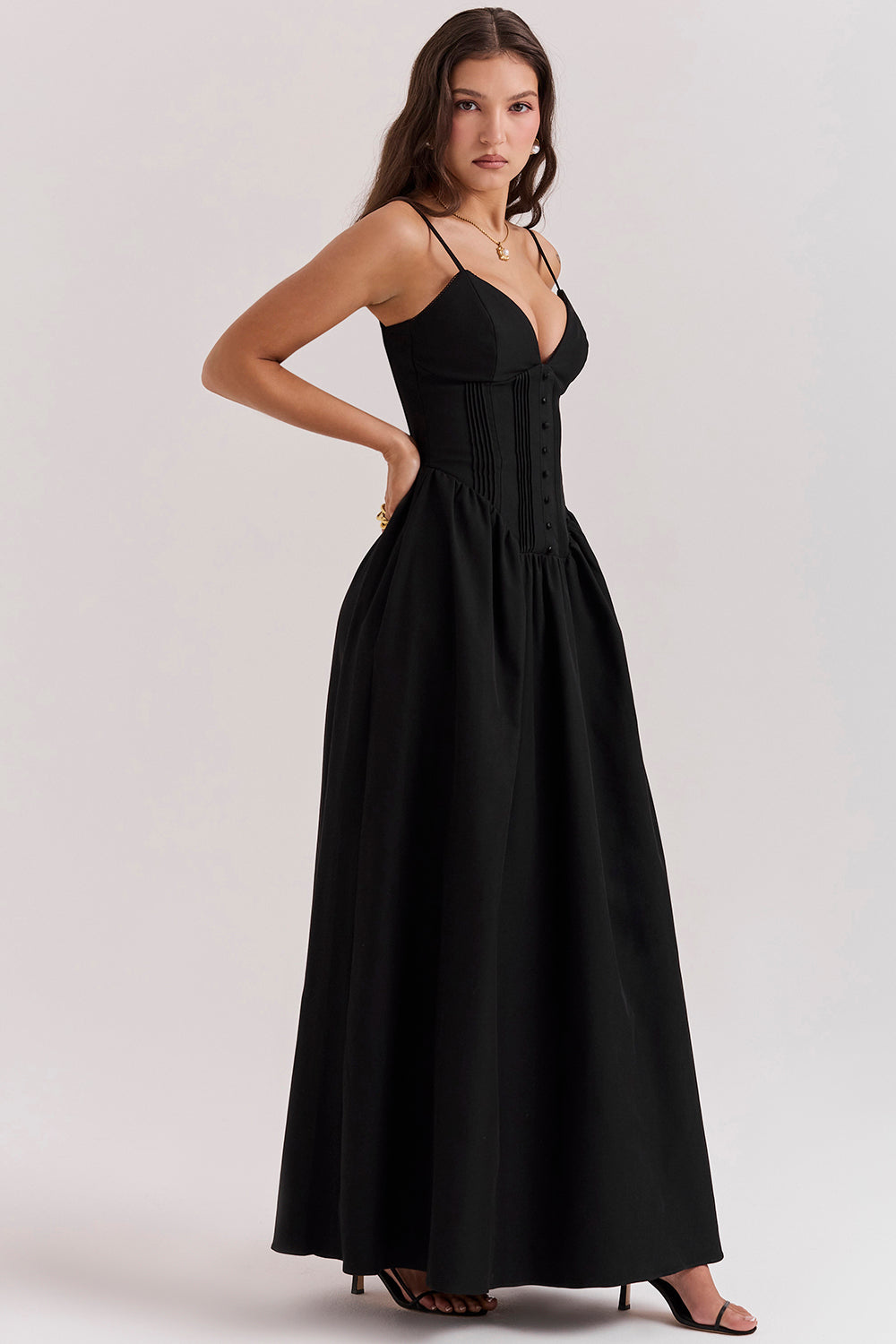 Black corset maxi dress
