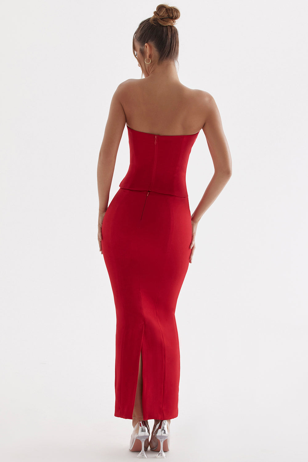 Deep cut corset with maxi skirt