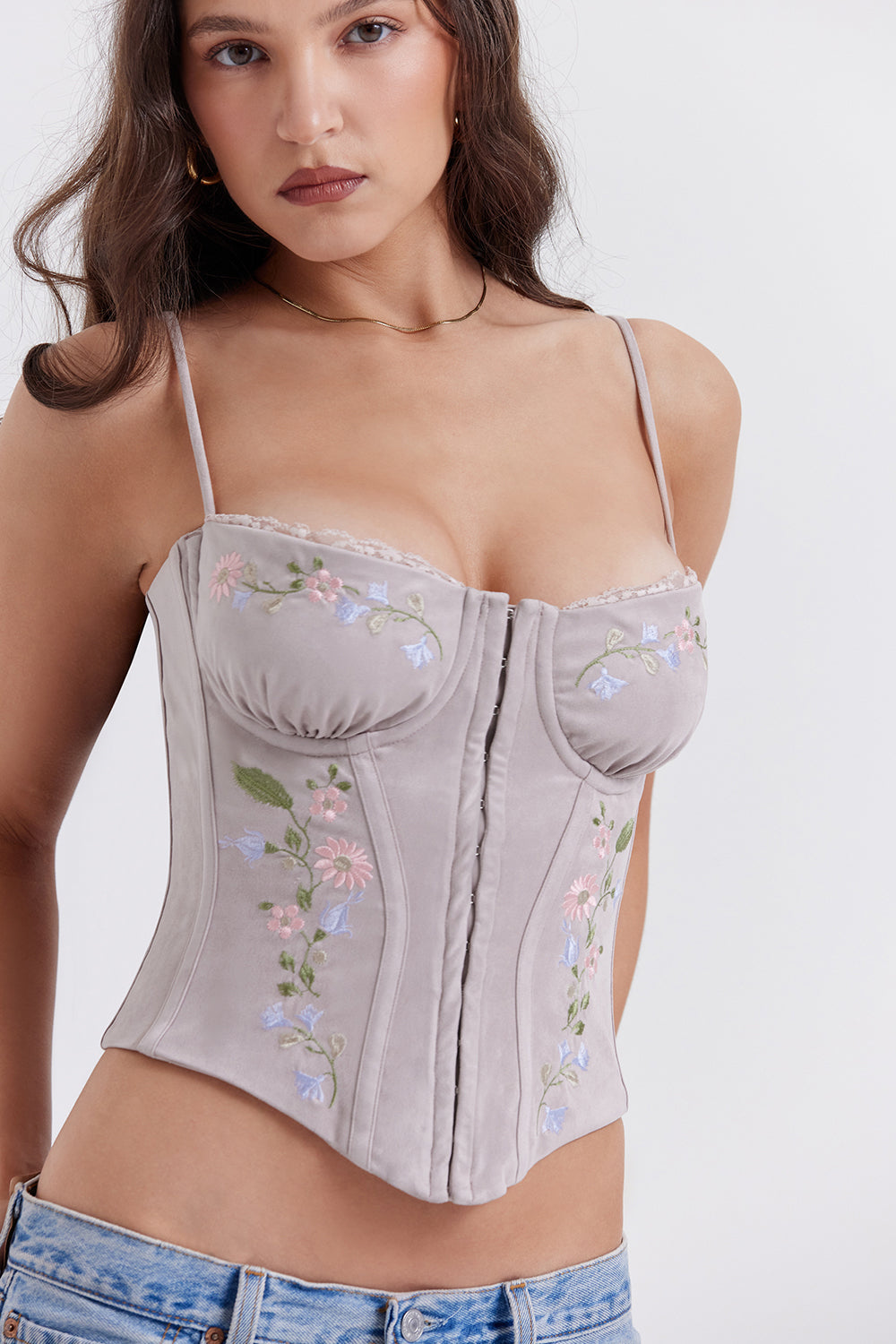 Light lavender embroidered corset