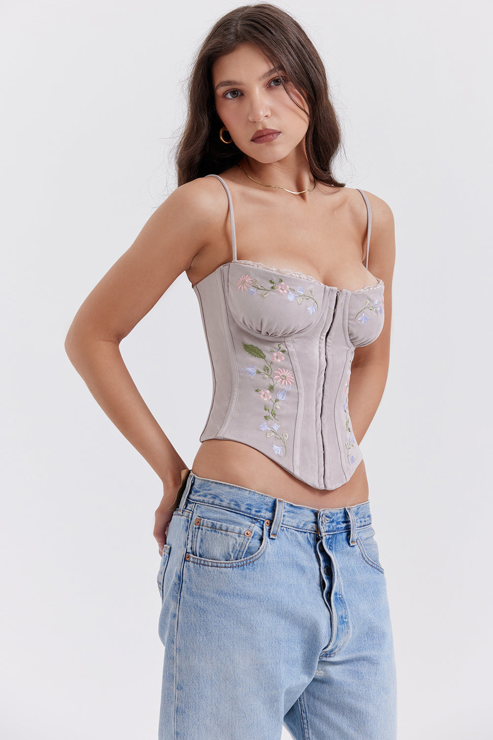 Light lavender embroidered corset