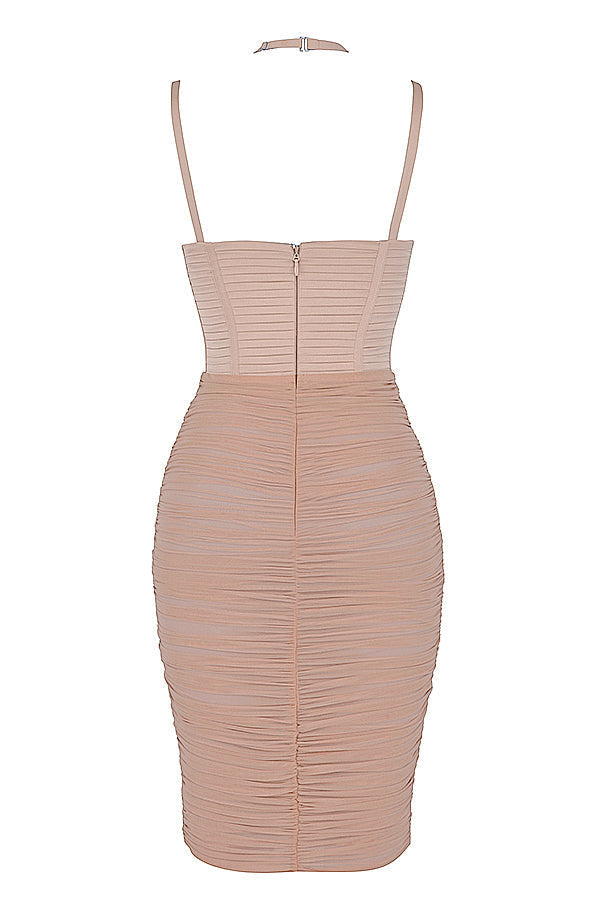 Pleated corset midi dress