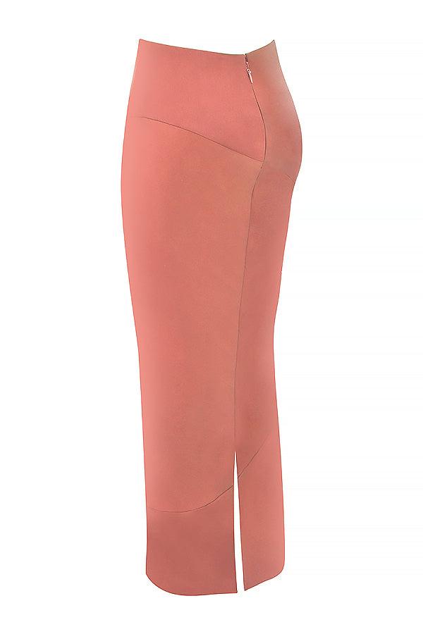 Mesh corset with satin midi skirt with low waist