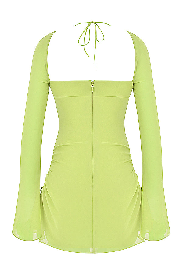 Chiffon halter mini dress with cutout