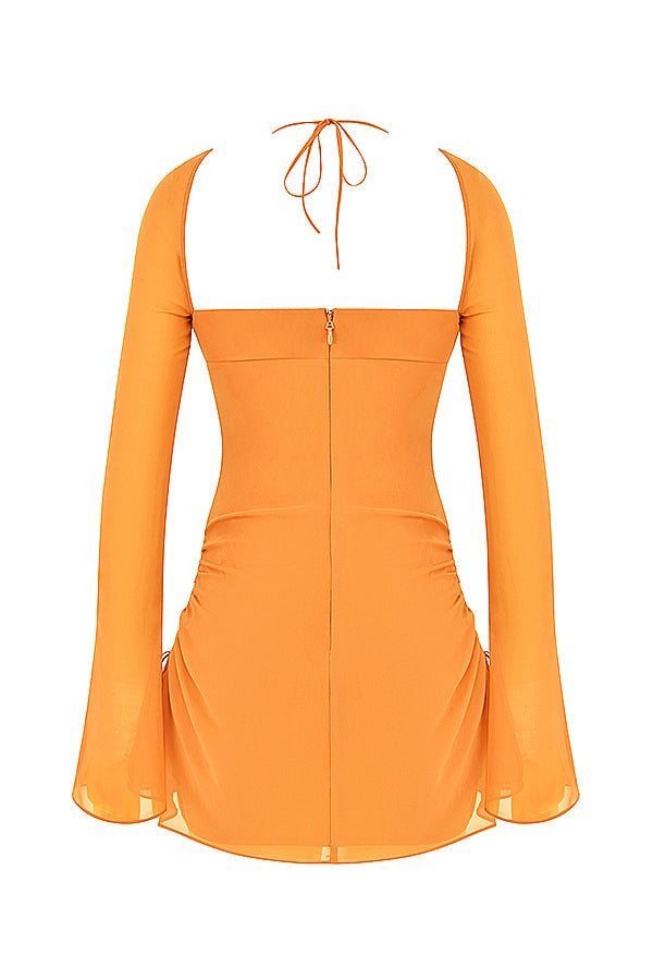 Chiffon halter mini dress with cutout