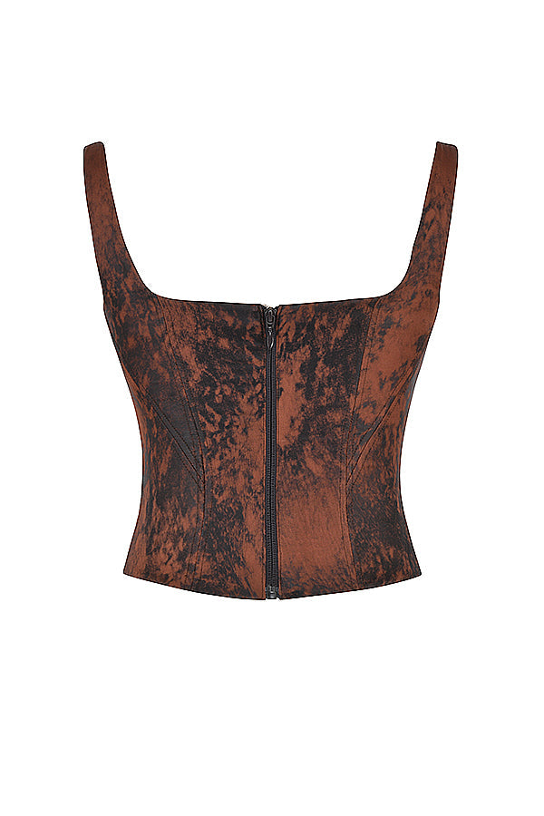 Antique copper satin longline corset