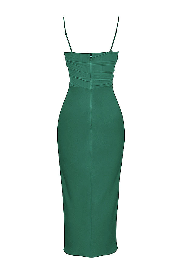 Draped midi dress with corset