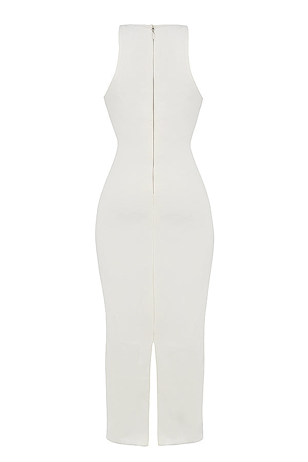 Ivory colored plunging maxi dress