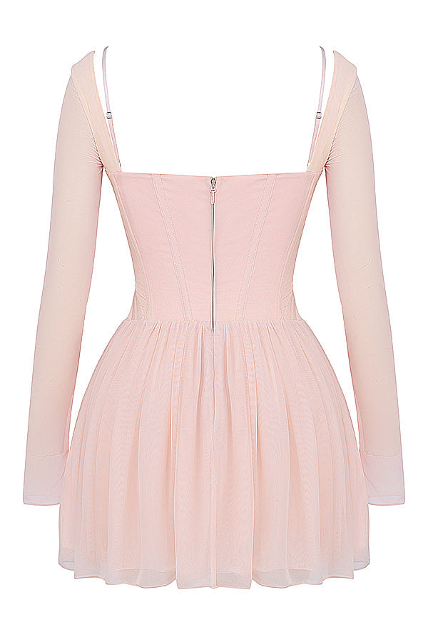 Soft peach colored corset mini dress