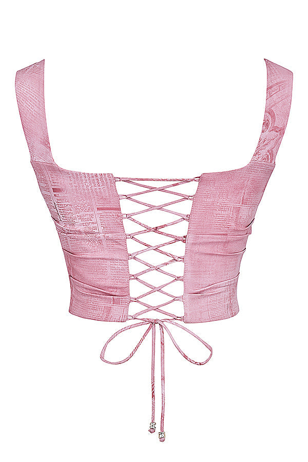 Pink printed corset