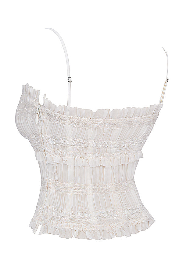 Ivory corset with sequins and pleats