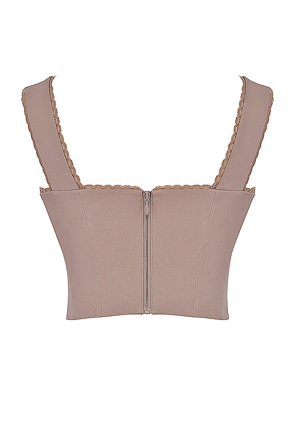 Set of mushroom corset with lace trim and maxi skirt