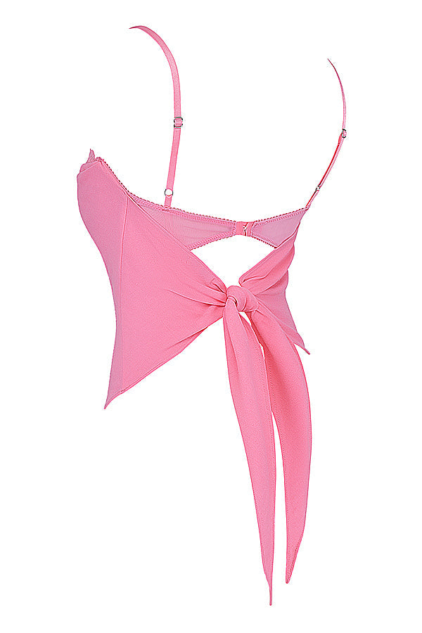 French pink top with handkerchief hem and floating mini skirt