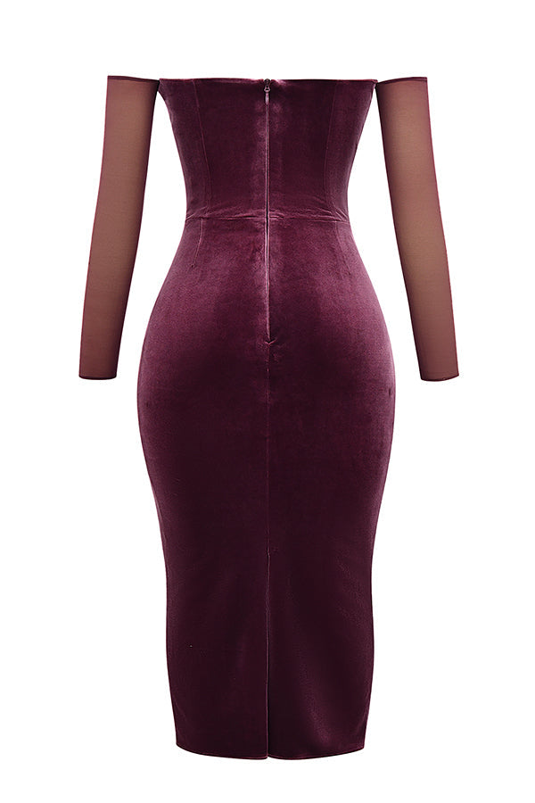 Mulberry strapless midi dress