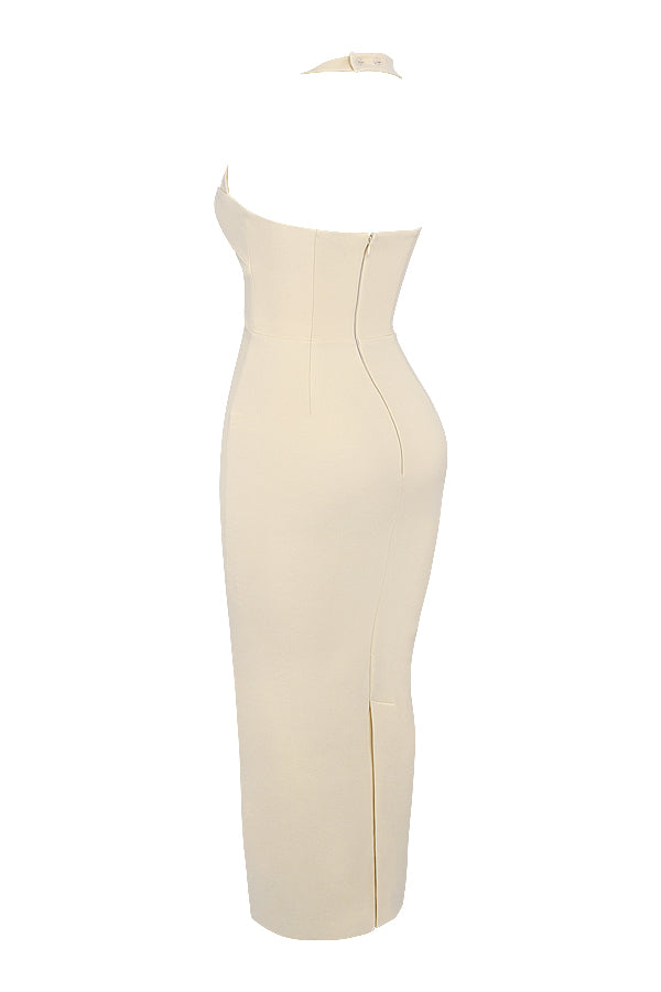 Ecru halter maxi dress