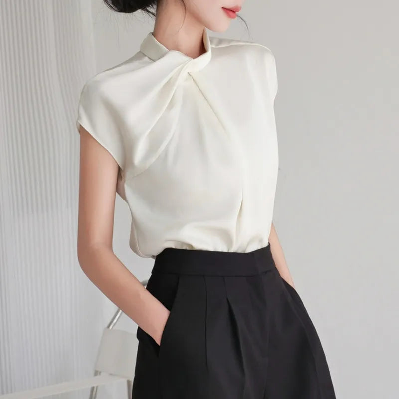 Loose Chiffon Blouse In White