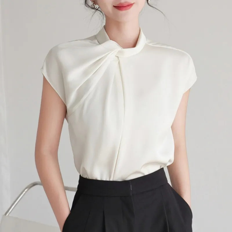 Loose Chiffon Blouse In White