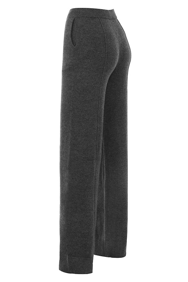 Anthracite-colored cashmere blend cardigan with belt, bralette and pants